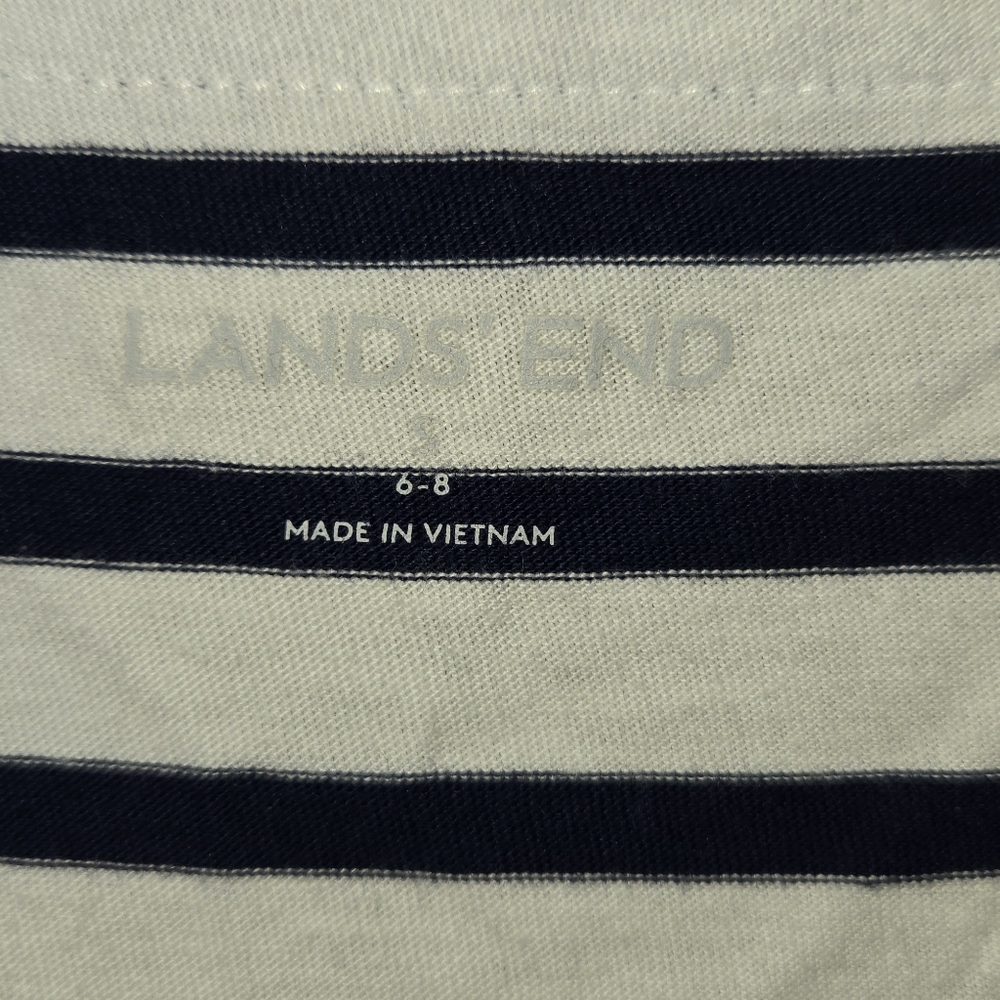 Women's Lands End Black White Stripe Nautical Shirt Dress With Pockets Size 6-8 - Picture 5 of 7